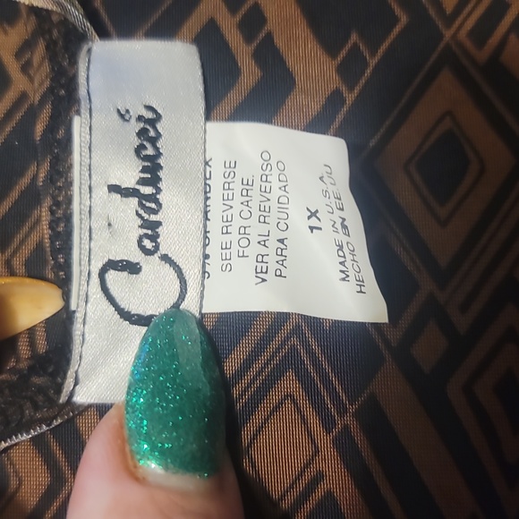 CARDUCCI brown tan black geometric squares sleeveless plus size tank top 1x shrt - Picture 2 of 4